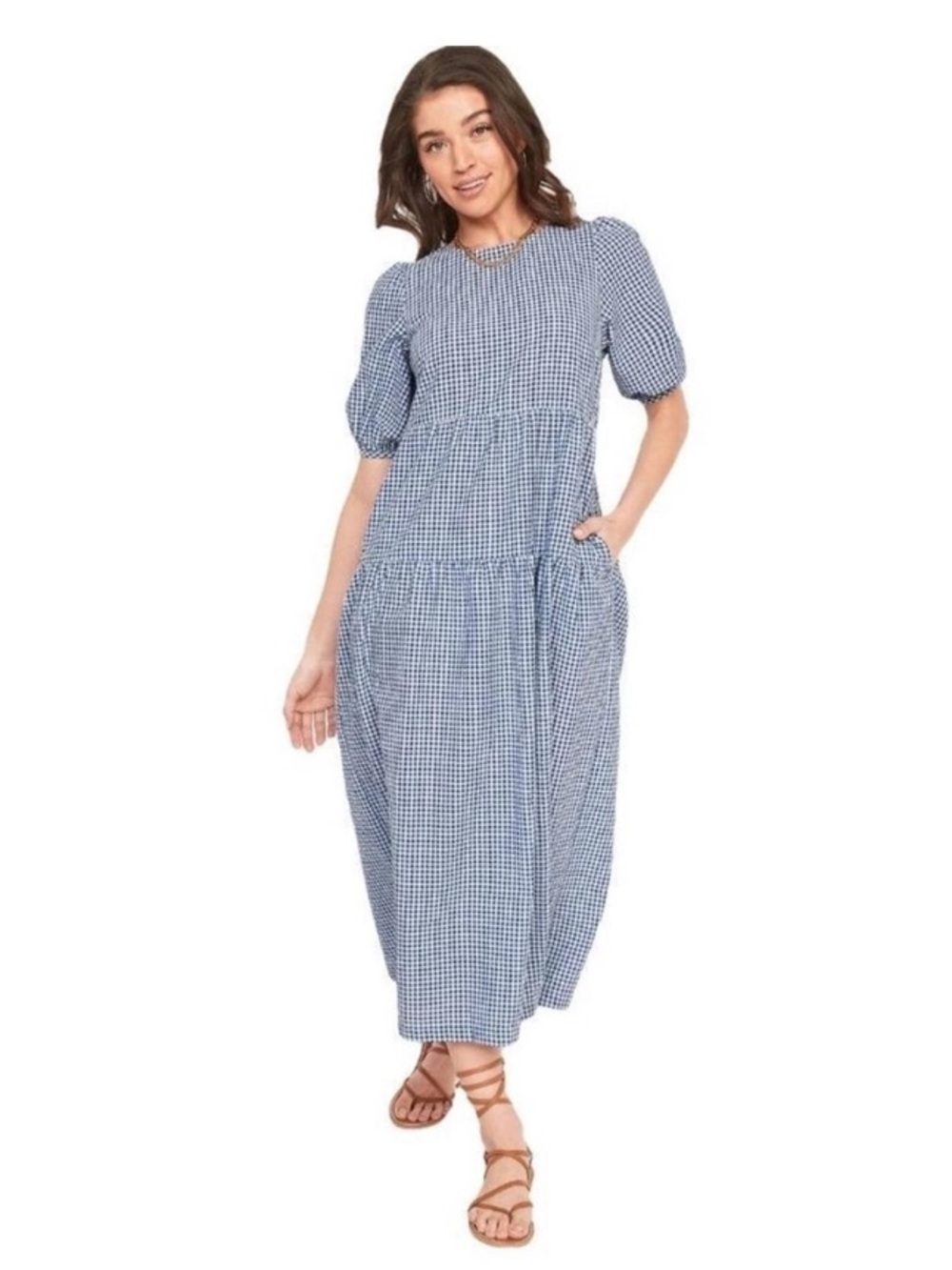 Old Navy Gingham Puff Sleeve Midi Dress BNWT XXL